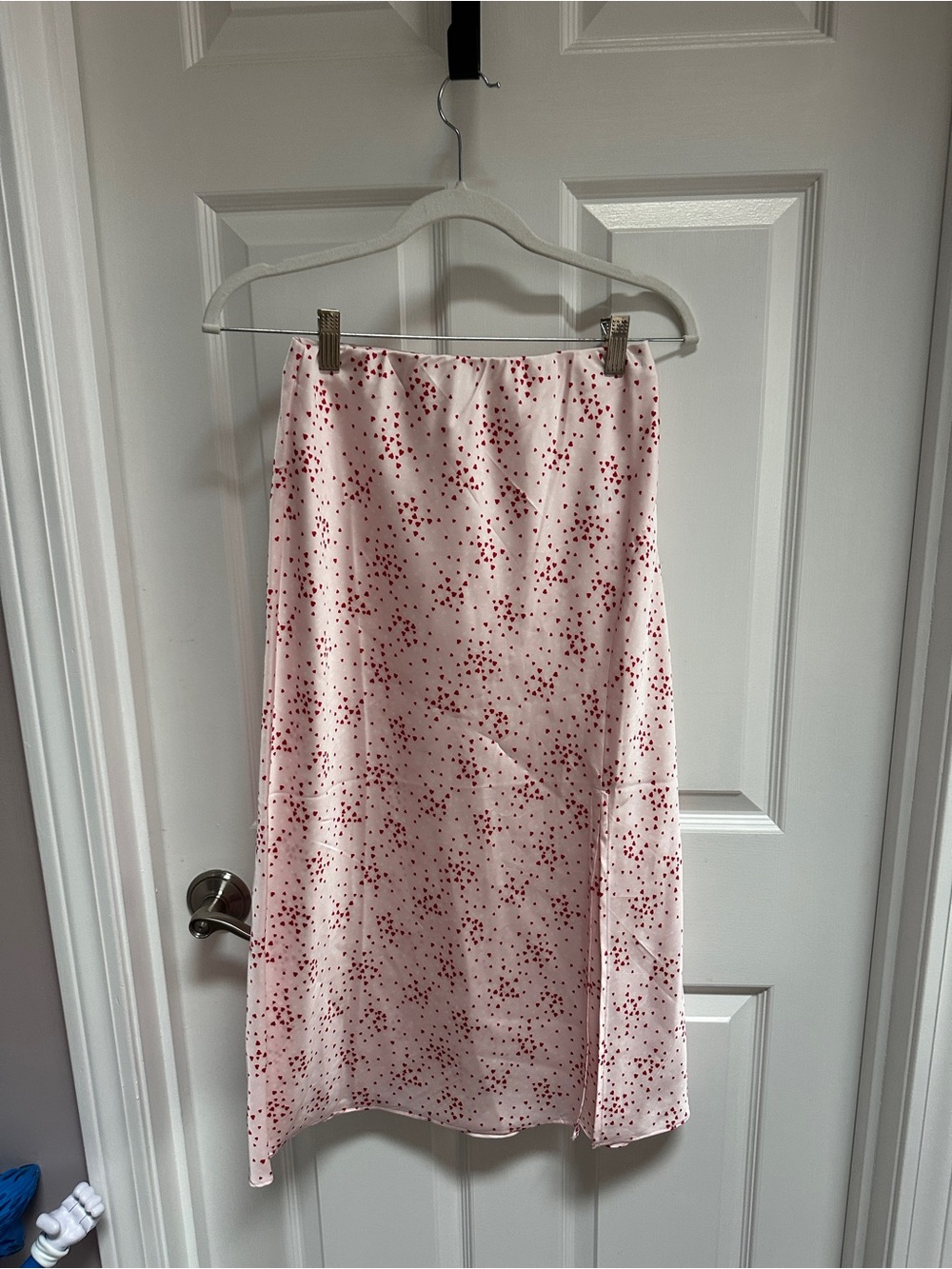 Pink Heart-Print Midi Skirt